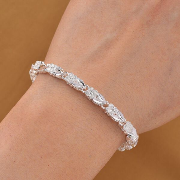 Klassisches Gliederarmband, S-Hakenverschluss mit Verlängerungskette, nickelfreies Messing, ca. 18-21 cm, Silberfarben image number 2