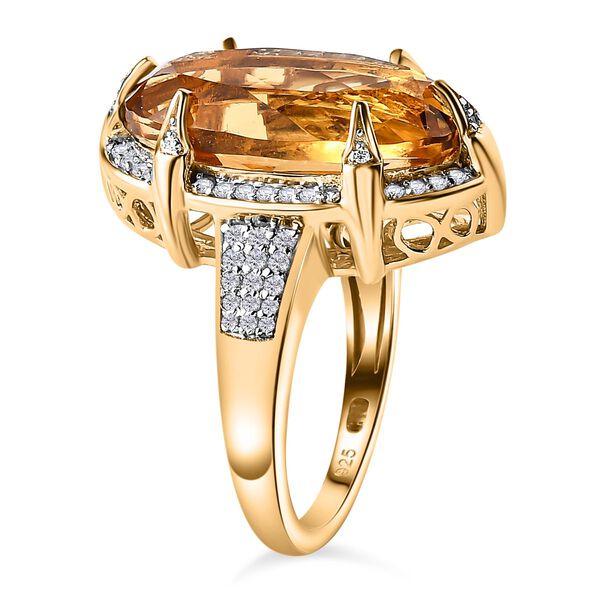 Citrin, Weißer Zirkon Ring, 925 Silber vergoldet, (Größe 16.00), ca. 10.71 ct image number 5