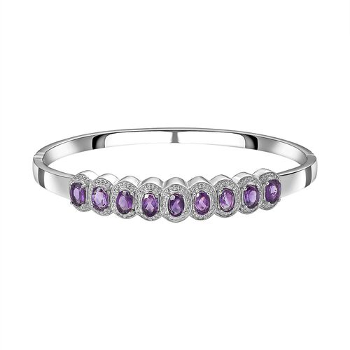 Afrikanischer Amethyst Armreif, ca. 19 cm, Edelstahl ca. 4.52 ct image number 0