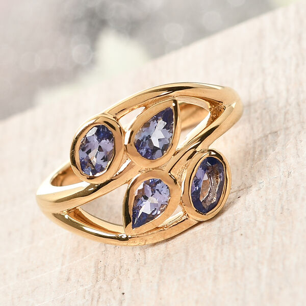 Tansanit Bypass Ring 925 Silber vergoldet  ca. 0,81 ct image number 2