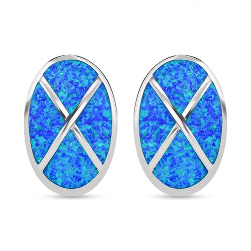 Simulierte blaue Opal Ohrringe image number 0
