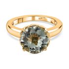 Prasiolith Ring, 925 Silber Gelbgold Vermeil (Größe 21.00) ca. 3.41 ct