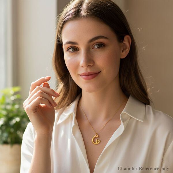 999 Gold Hase und Mond Anhänger image number 2