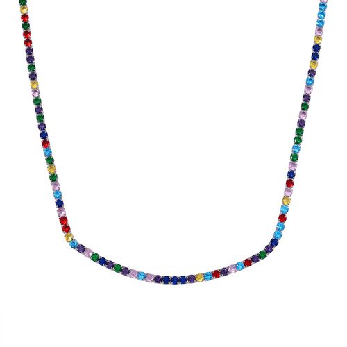 Flexible, mehrfarbige Zirkonia-Halskette, 45-66cm image number 0