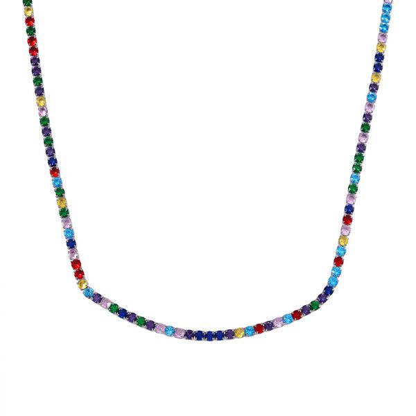 Flexible, mehrfarbige Zirkonia-Halskette, 45-66cm