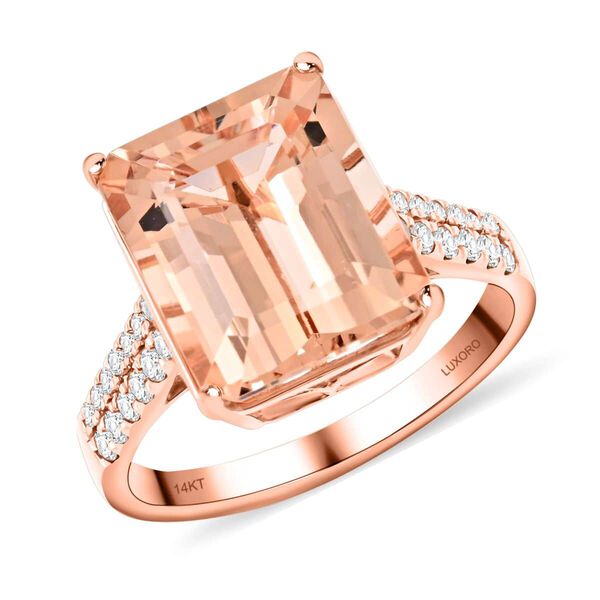 LUXORO zertifiziert und gepr&uuml;ft AAA Morganit und Diamant Ring in 585 Ros&eacute;gold - 6,15 ct.