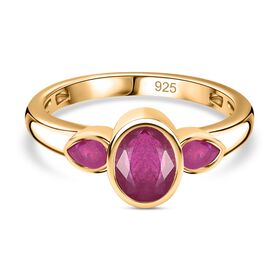 Afrikanischer Rubin (Fissure gefüllt) Ring 925 Silber Gelbgold Vermeil (Größe 19.00) ca. 2,53 ct