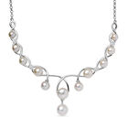 Süßwasser Perle (10.5, 9, 8.5, 7.5, 6 mm) Halskette ca. 50 cm Messing