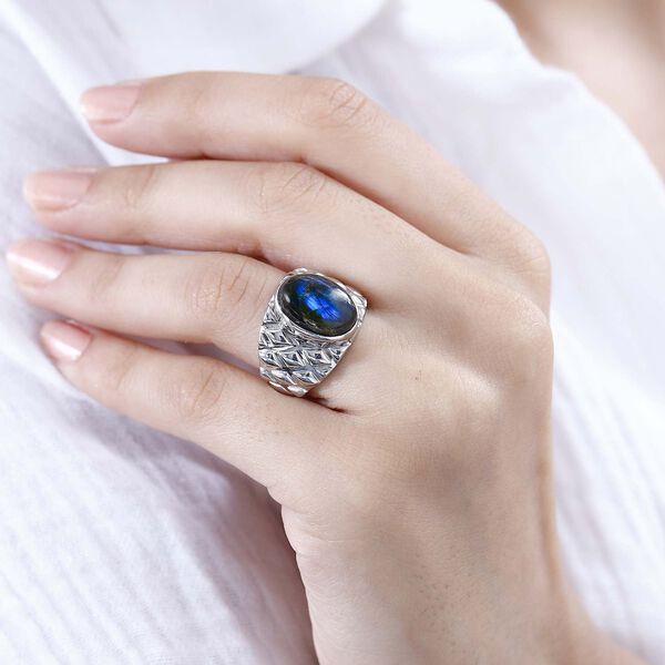 Labradorit Ring Messing (Gr&ouml;&szlig;e 16.00) ca. 6,95 ct image number 4