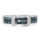 Blauer und Weißer Diamant Schnalle Ring 925 Silber platiniert (Größe 16.00) ca. 0,50 ct