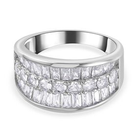 Weißer Zirkonia Ring, (Größe 17.00), silberfarben, ca. 4.00 ct