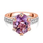 AA Rose De France Amethyst, weißer Zirkon Ring, 925 Silber rosévergoldet (Größe 19.00) ca. 4.58 ct
