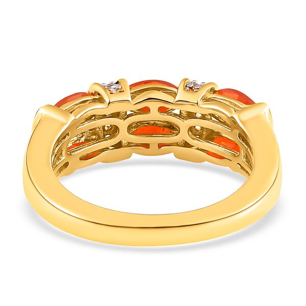 Mexikanischer Kirschfeuer Opal und Zirkon-Ring 925 Silber Gelbgold Vermeil  ca. 1,09 ct image number 6