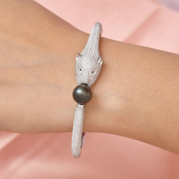 Tahiti-Farben Perle (10 mm), Schwarzer Spinell Armreif ca. 19 cm image number 3