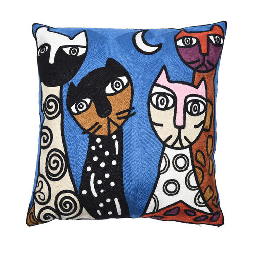 Kissenbezug mit Picasso-inspirierter Stickerei, 100% Baumwolle, 43x43cm, Gesichter image number 1
