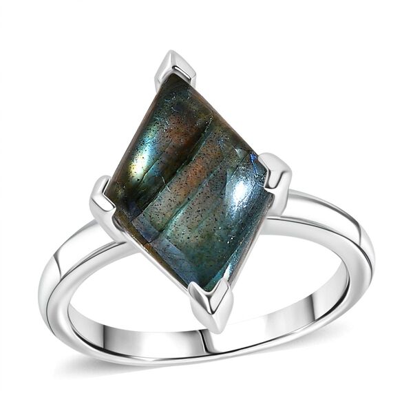 Labradorit Ring, Nickelfreies Messing (Größe 19.00) ca. 4.77 ct image number 4