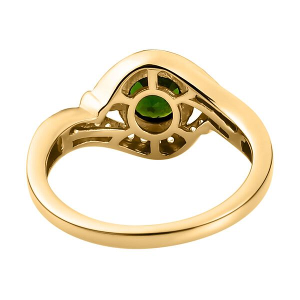 Natürlicher Chromdiopsid und weißer Zirkon-Ring, 925 Silber vergoldet  ca. 0,78 ct image number 6