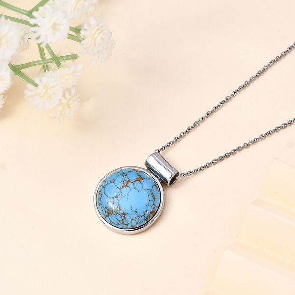 Blaues T&uuml;rkis Schmuckset Edelstahl ca. 20.00 ct image number 2