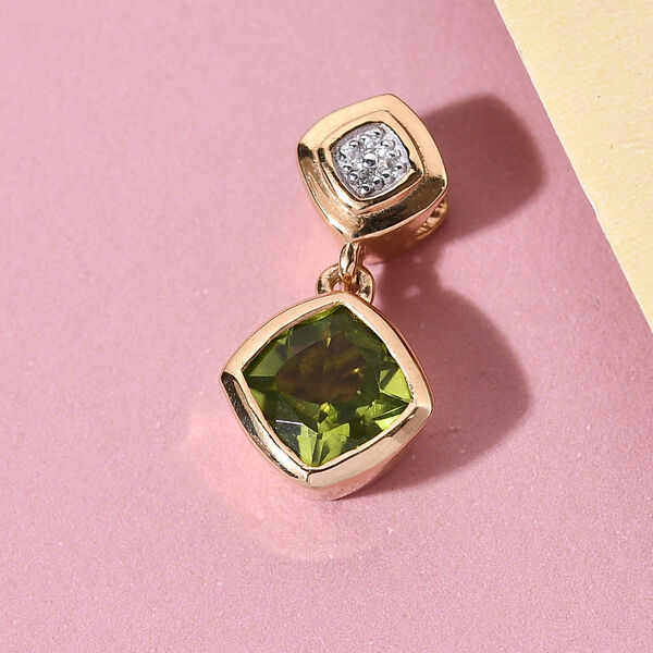 Nat&uuml;rlicher Peridot und Zirkon-Anh&auml;nger, 925 Silber vergoldet ca. 1,55 ct image number 2