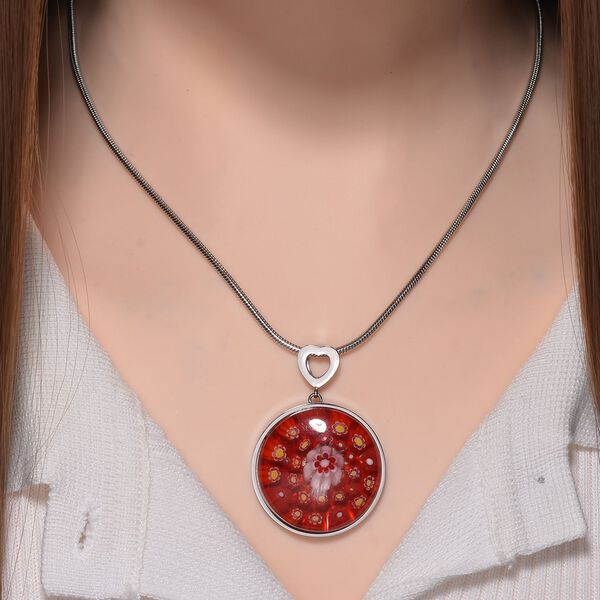 Roter Anhänger im Murano-Stil mit Kette, 60-71cm image number 1