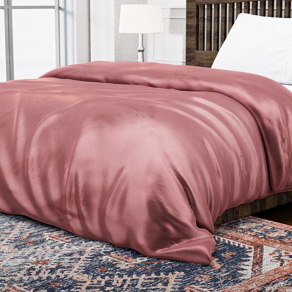 Serenity Night - 100% Maulbeerseide Sommerseidendecke mit Seidenf&uuml;llung Daunenkissen und Seidenkissenbezug Puderrosa image number 14
