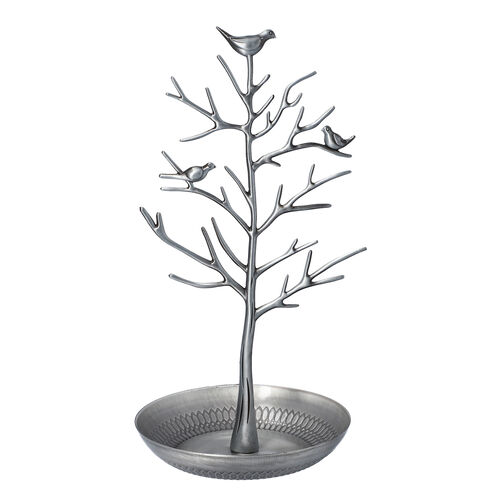 Antiker Vogel Baum Schmuckständer, Größe 15x30 cm, Silber image number 0