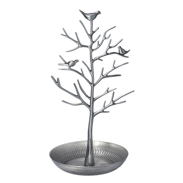 Antiker Vogel Baum Schmuckst&auml;nder, Gr&ouml;&szlig;e 15x30 cm, Silber