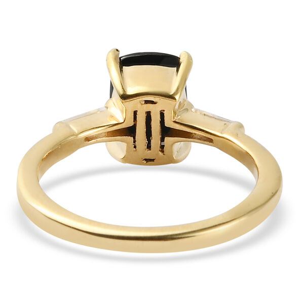 Elite Shungit und Zirkon Ring 925 Silber vergoldet image number 6