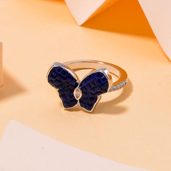 Blauer und weißer Zirkonia Ring image number 2