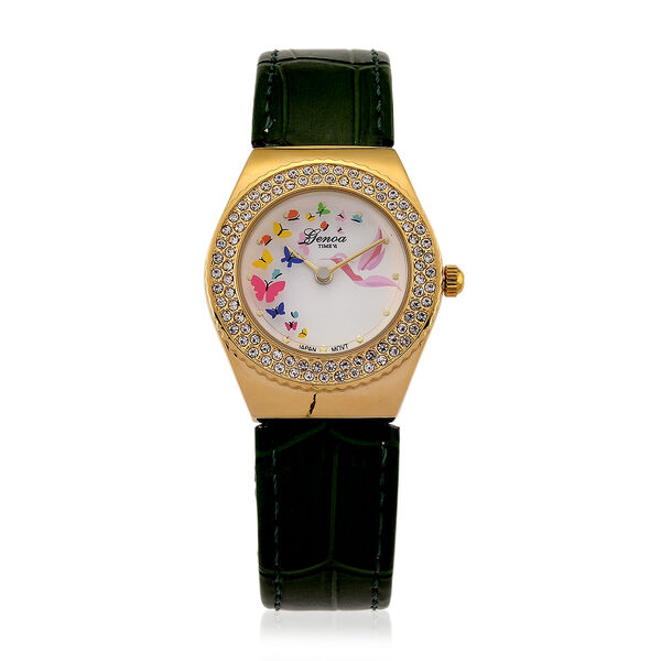 GENOA - J Francis gefertigt mit SWAROVSKI Wei&szlig;er Swarovski Kristall Uhren 23 cm Reine Legierung IP-Gelbbeschichtung
