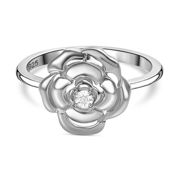 Wei&szlig;er Diamant Rosendesign-Ring, 925 Silber platiniert (Gr&ouml;&szlig;e 17.00) image number 0