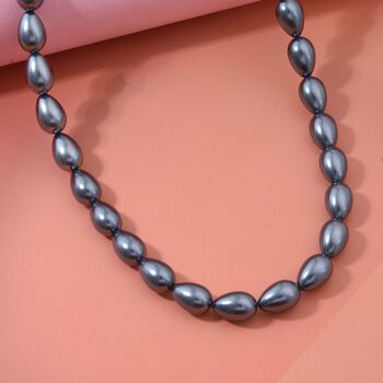 Schwarze-Blaue Muschelkernperle Halskette ca. 45 cm,, 925 Silber