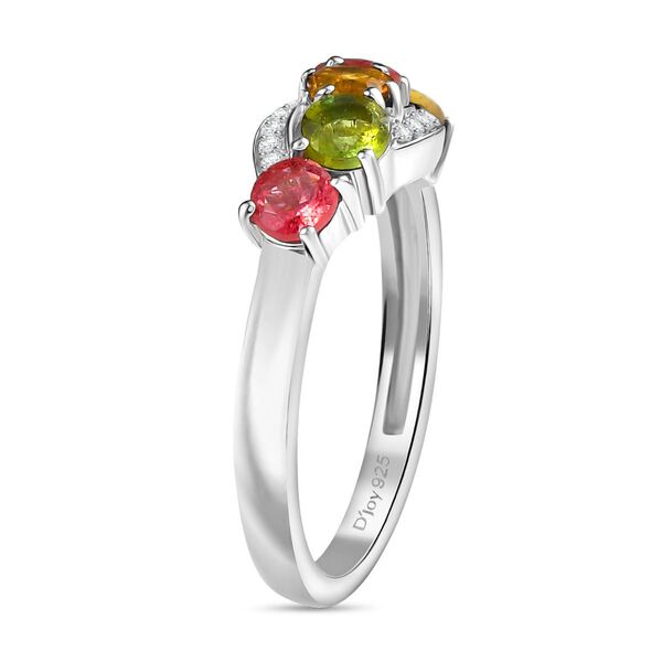 D joy Mehrfarbig-Turmalin, Wei&szlig;er Zirkon Ring 925 Silber platiniert (Gr&ouml;&szlig;e 19.00) ca. 1.18 ct image number 5