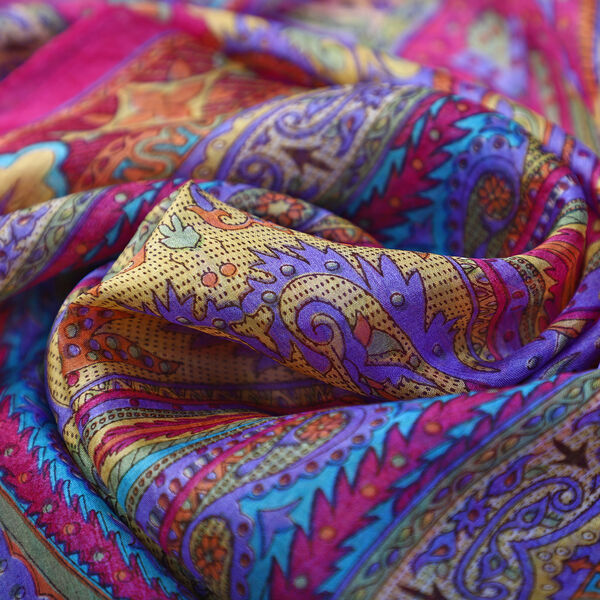 100% Natur Seide, Designer Schal, 50x160 cm, Rosa image number 6