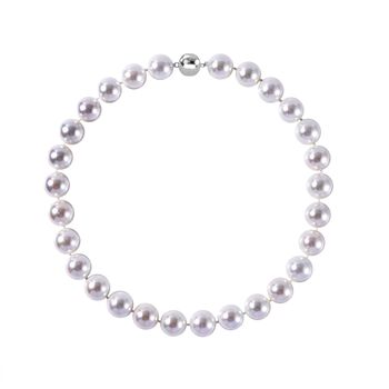 Wei&szlig;e Muschelkernperle Halskette, ca. 50 cm, 925 Silber rhodiniert