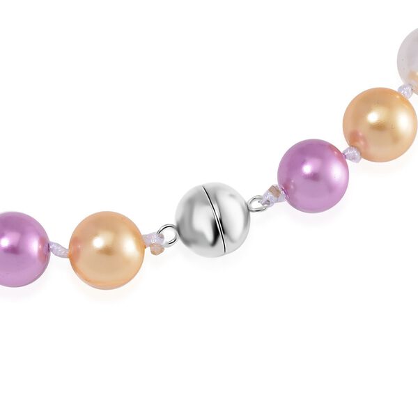 Lila, goldene, silberne und weiße Muschelkernperlen-Halskette, 50cm image number 4