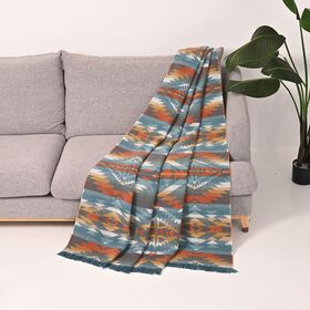Gestrickter Überwurf mit Fransen, 180x130cm, Blau Gestrickter Überwurf mit Fransen, 180x130cm, Blau