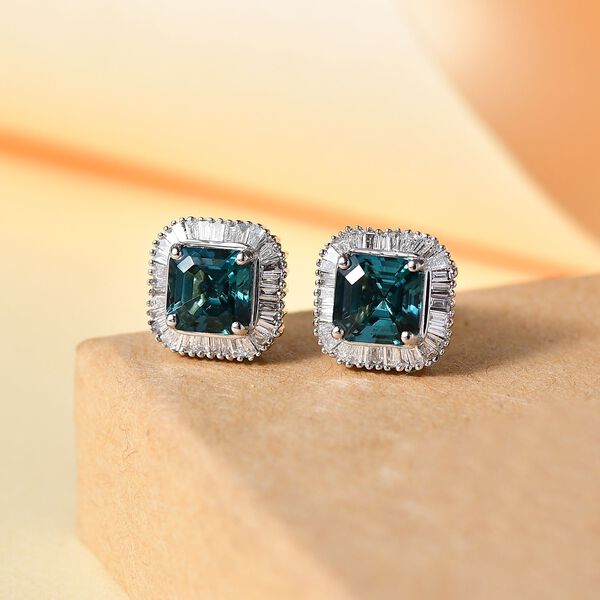 RHAPSODY - AAAA Pirineu Lagunen Turmalin, Weißer Diamant SGL zertifiziert Ohrringe 950 Platin ca. 3.31 ct image number 2