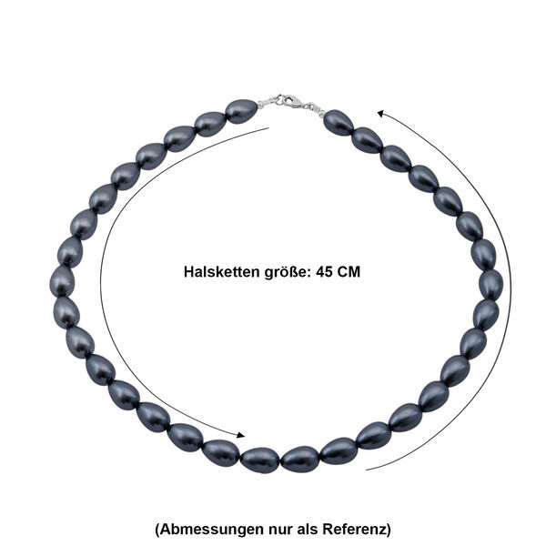 Schwarze-Blaue Muschelkernperle Halskette ca. 45 cm,, 925 Silber image number 5