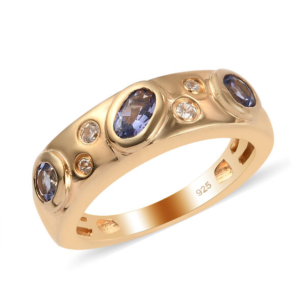 Tansanit Ring 925 Silber Gelbgold Vermeil  ca. 0,73 ct image number 4