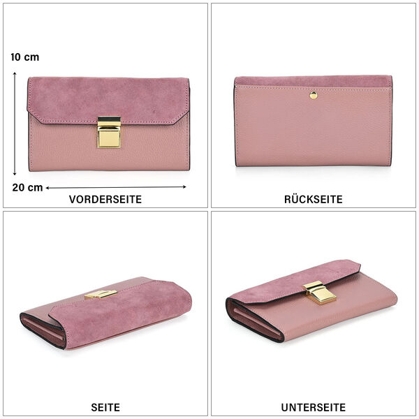 100% Echtleder Clutch mit RFID Schutz, Rosa image number 5
