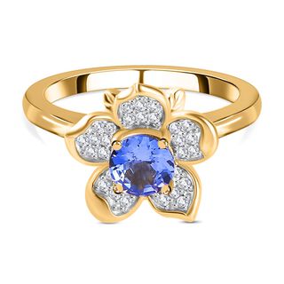 GP Italienische Garten Kollektion - Tansanit und Kanchanaburi blauer Saphir Ring, 925 Silber Gelbgold Vermeil (Größe 18.00) ca. 1.11 ct