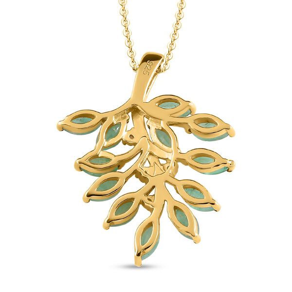 Kagem sambischer Smaragd und Zirkon-Anh&auml;nger mit Kette image number 5