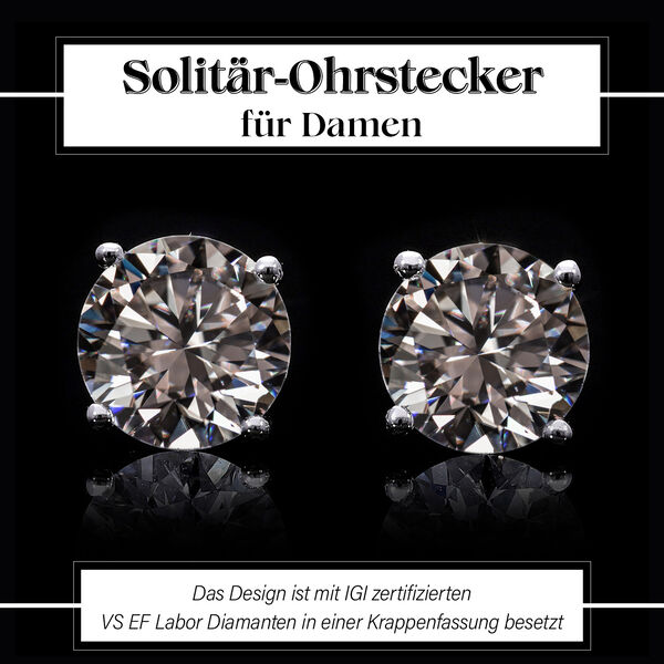LUXURIANT SGL zertifizierte VS-EF Labor Diamant Ohrstecker in 585 Wei&szlig;gold - 2 ct. image number 2