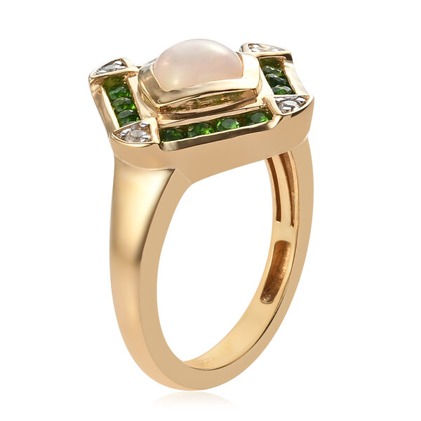 Natürlicher Äthiopischer Opal und Natürlicher Chromdiopsid Ring 925 Silber vergoldet  ca. 1,15 ct image number 5