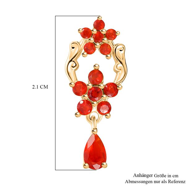 Djoy AA Mexikanischer Kirschfeuer-Opal Anh&auml;nger 925 Silber 750 Gelb Vergoldet ca. 0,38 ct. image number 6