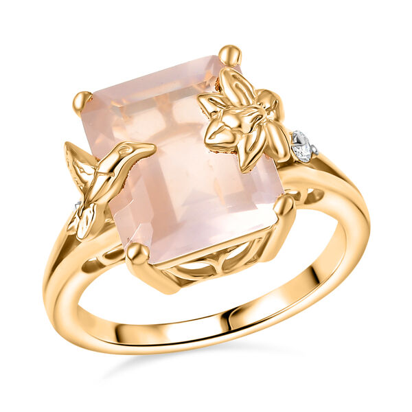 GP Trionfo Kollektion - Rosenquarz, Wei&szlig;er Zirkon Ring 925 Silber 750 Gelbgold Vermeil (Gr&ouml;&szlig;e 21.00) ca. 5.86 ct image number 5