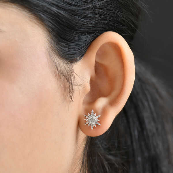 Weißer Diamant Ohrringe 925 Silber Gelb Vergoldet image number 2