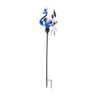 Solar Windspiel Blauer Pfau, Größe 39x29x100cm, aus Eisen und Glass