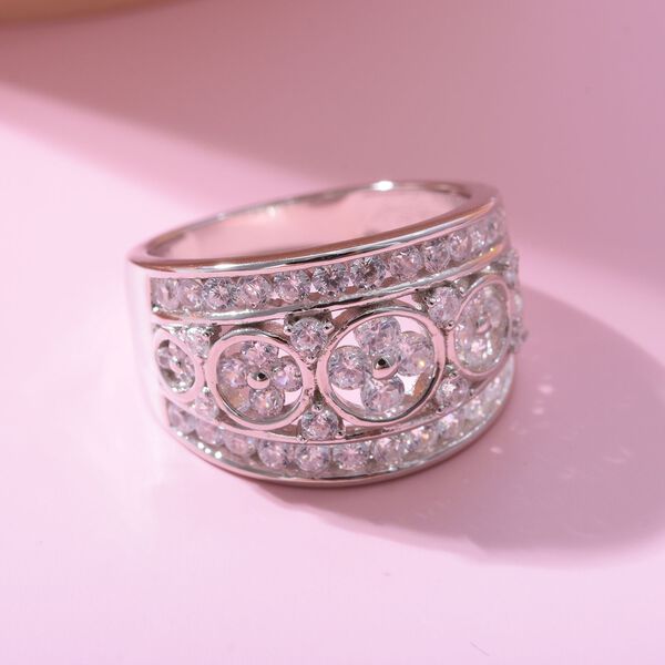 LUSTRO STELLA - Weißer Zirkonia Ring, 925 Silber platiniert (Größe 17.00) ca. 3,07 ct image number 1